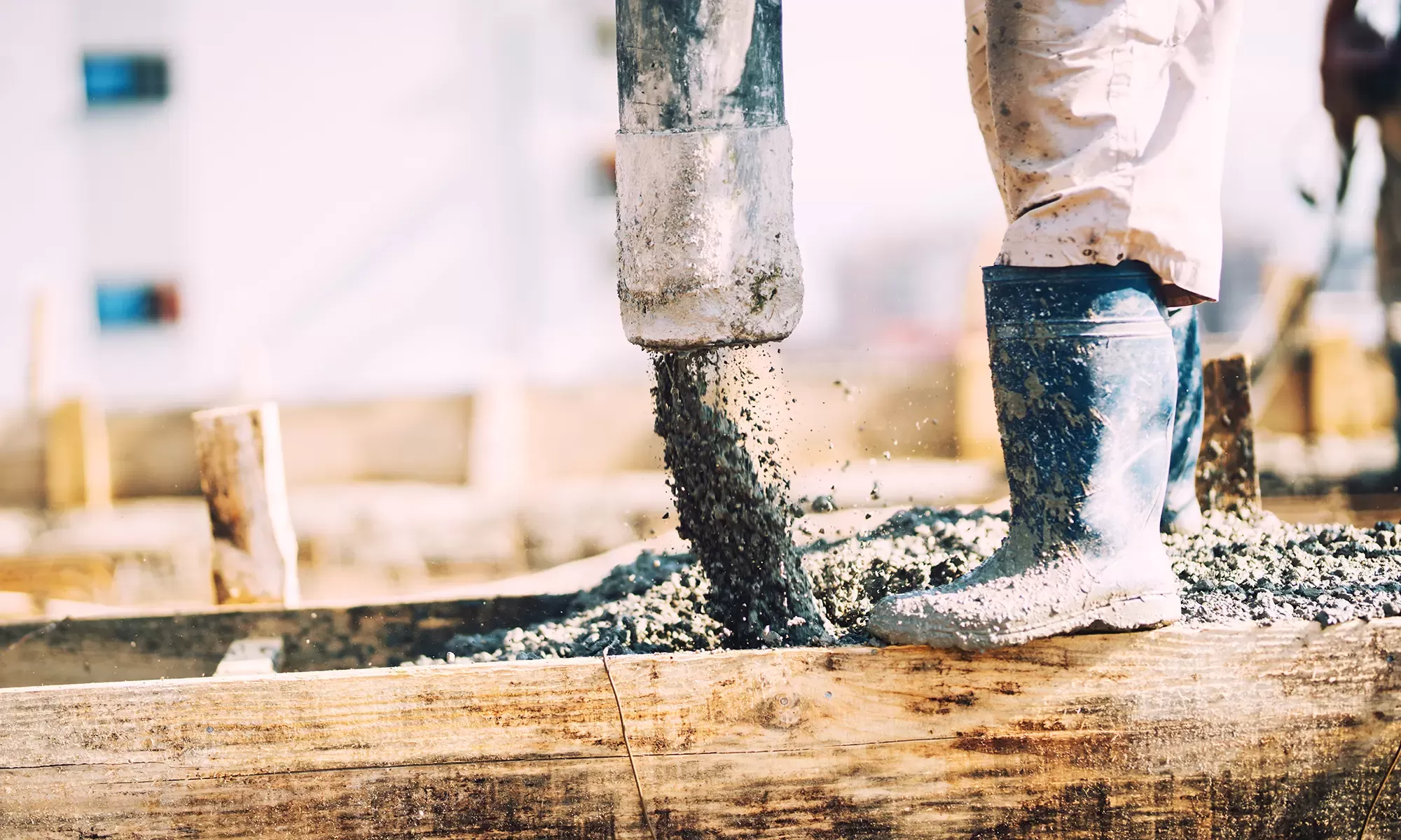 Pouring Concrete Mix Using GB Concrete Pump